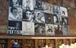 Outdoor book sale and mural at Brattle Bookshop in Boston.