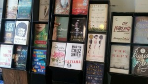 Book display inside Capitol Book & News in Montgomery, Alabama.